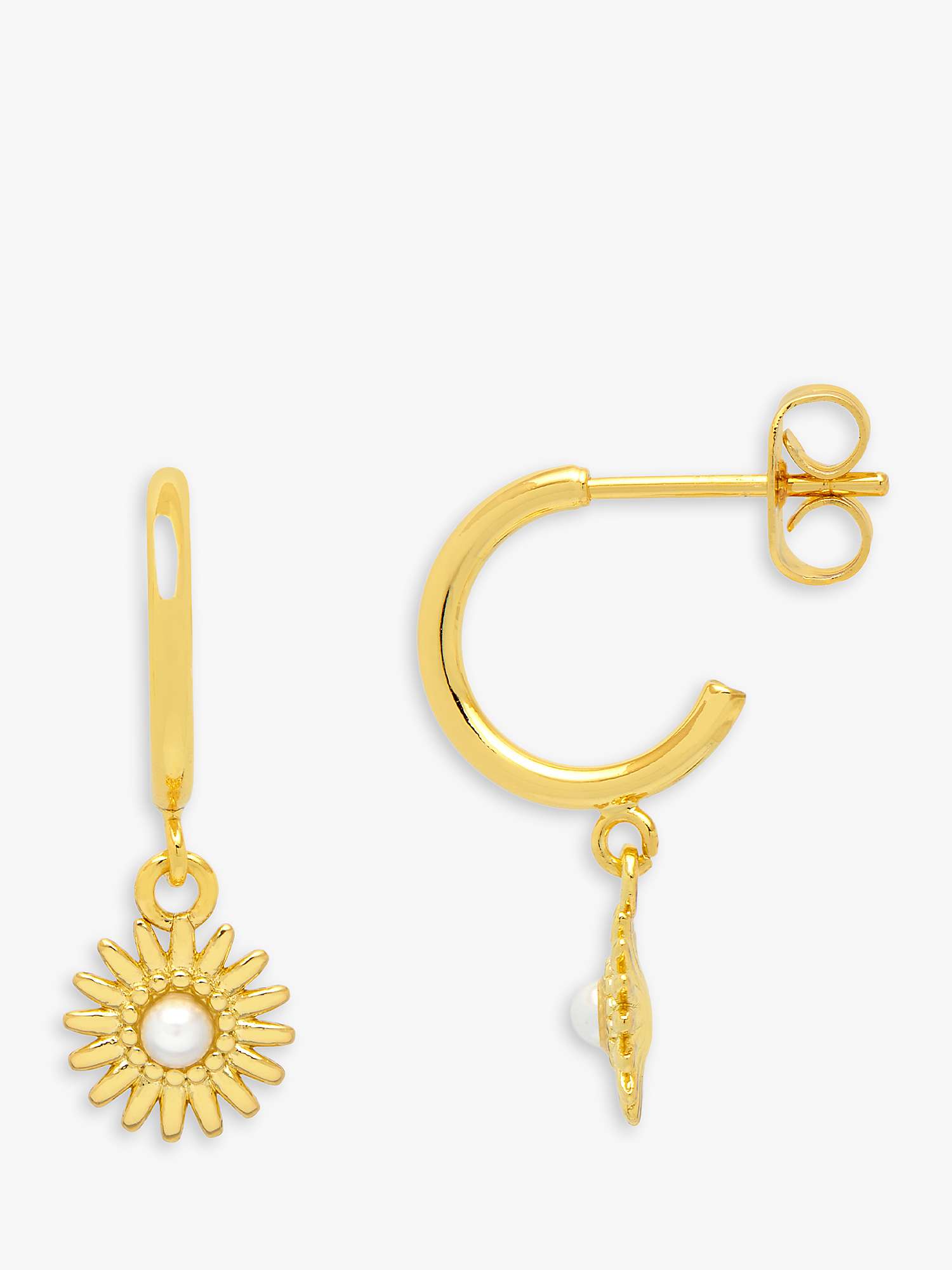 Buy Estella Bartlett Wonderful Mum Flower Drop Hoop Earrings, Gold Online at johnlewis.com