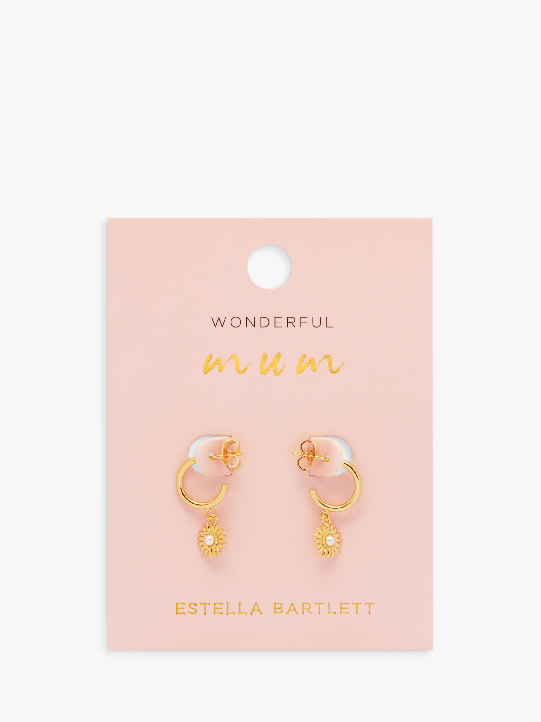 Estella Bartlett Wonderful Mum Flower Drop Hoop Earrings, Gold