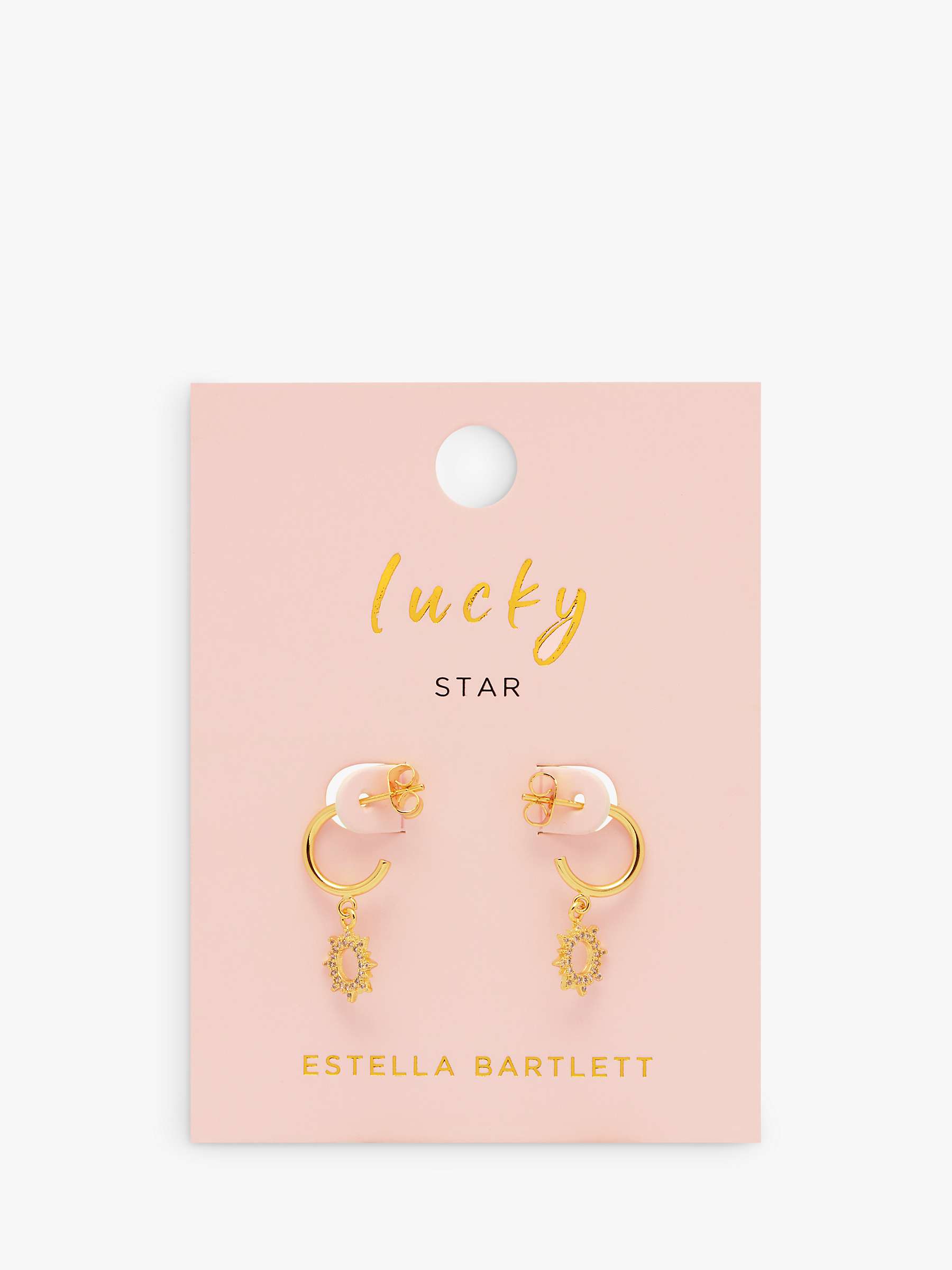 Buy Estella Bartlett Lucky Star Cubic Zirconia Drop Hoop Earrings, Gold Online at johnlewis.com