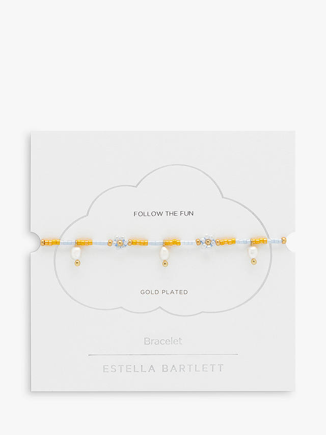Estella Bartlett Freshwater Pearl Flower Beaded Bracelet, Gold/Multi