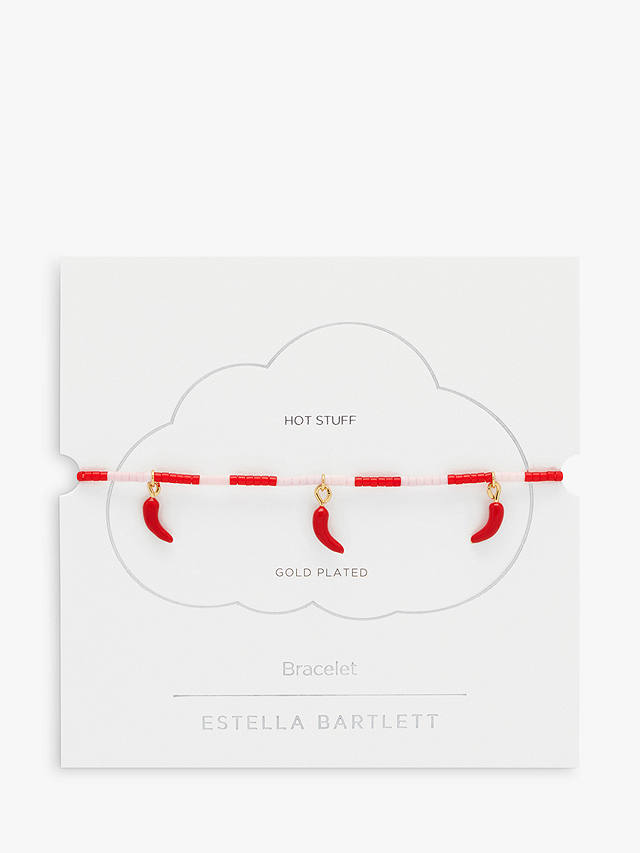 Estella Bartlett Enamel Chilli Miyuki Bracelet, Gold/Multi
