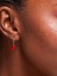 Estella Bartlett Chilli Hoop Earrings, Gold/Red