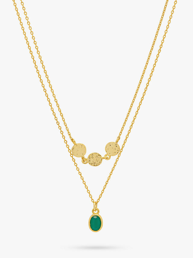 Estella Bartlett Hammered Disc Onyx Necklace, Gold/Green