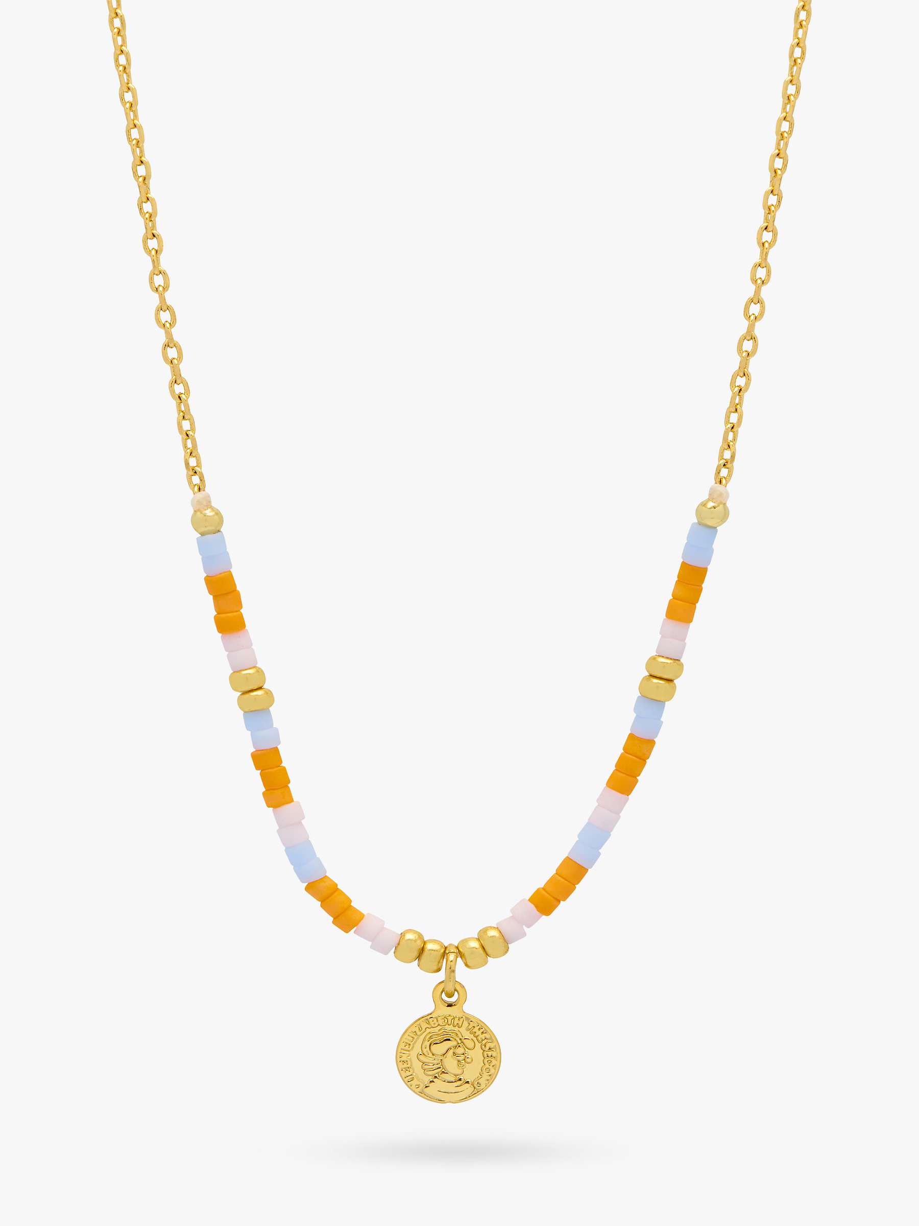 Buy Estella Bartlett Miyuki Coin Pendant Beaded Necklace, Gold/Multi Online at johnlewis.com