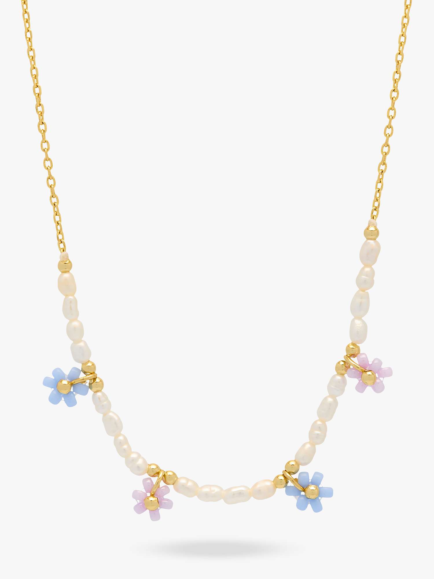 Buy Estella Bartlett Pearl Flower Miyuki Necklace, Gold/Multi Online at johnlewis.com
