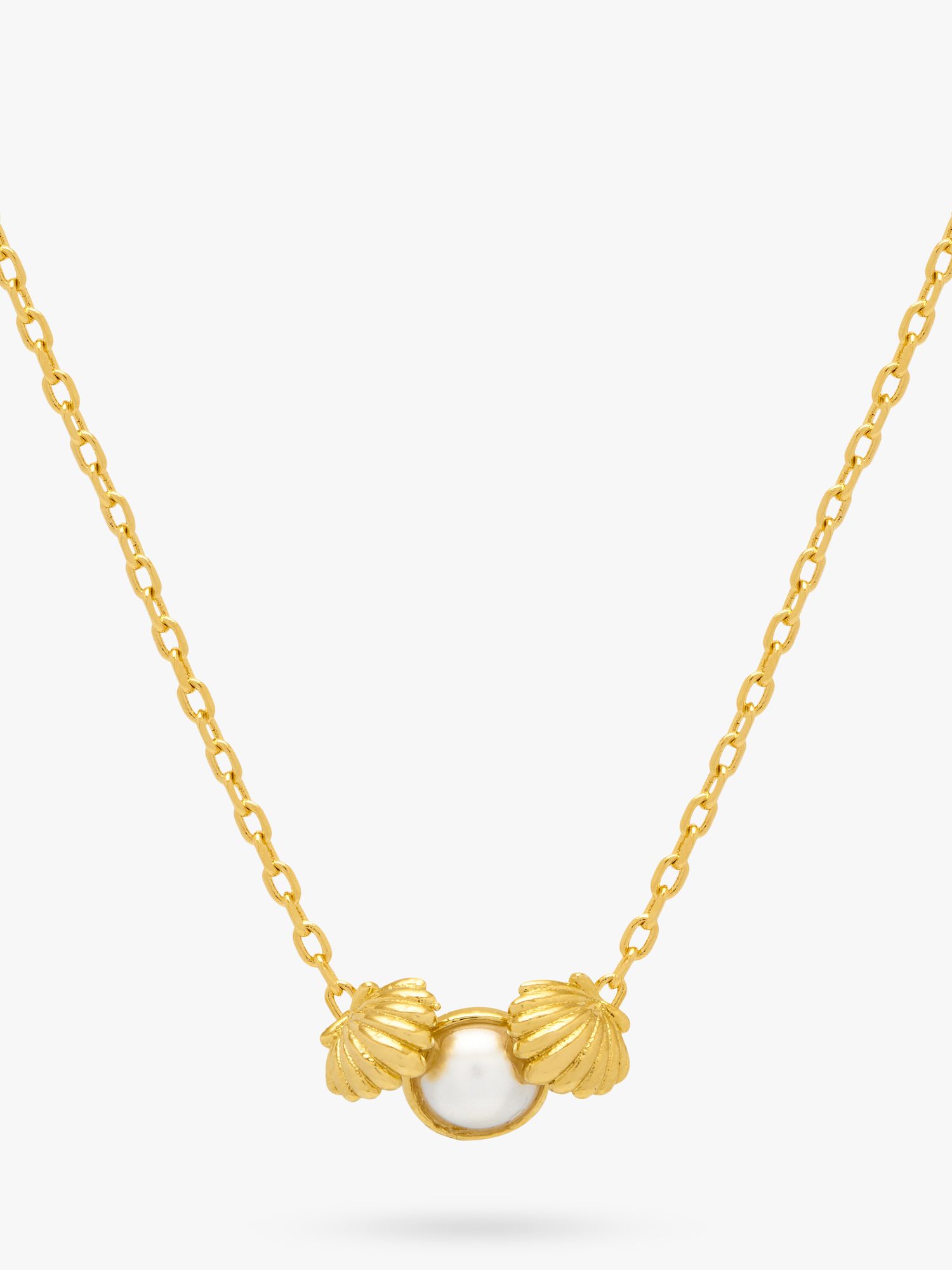 Estella Bartlett Pearl Scallop Pendant Necklace, Gold
