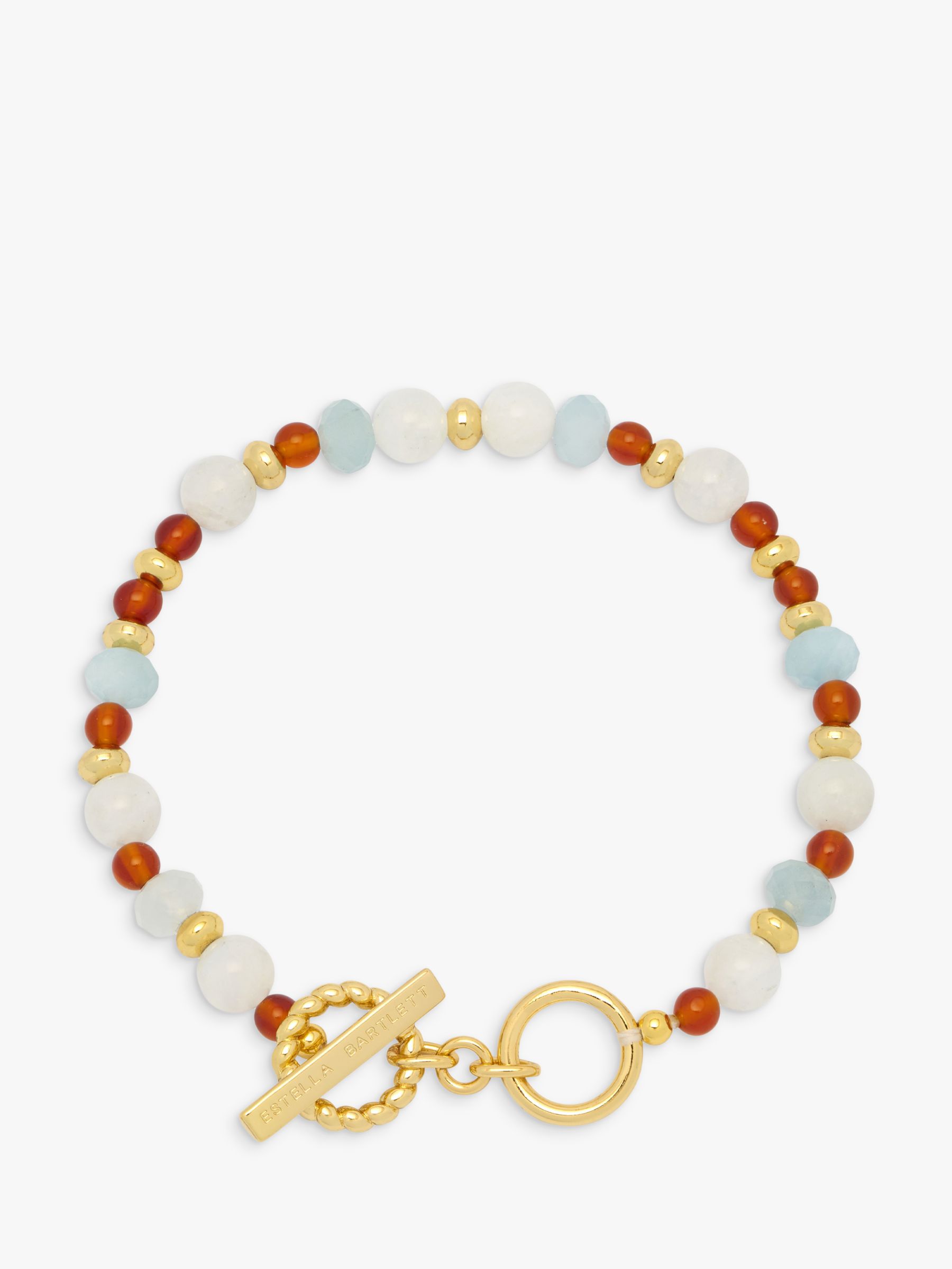 Estella Bartlett Moonstone And Agate Beaded Bracelet, Gold/Red/Blue at ...