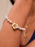 Estella Bartlett Pearl Knot Flower T-Bar Bracelet, Gold