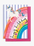 Stop the Clock Design Unicorn & Rainbow Birthday Card