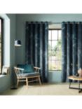 Graham & Brown Restore Pair Lined Eyelet Curtains, Midnight