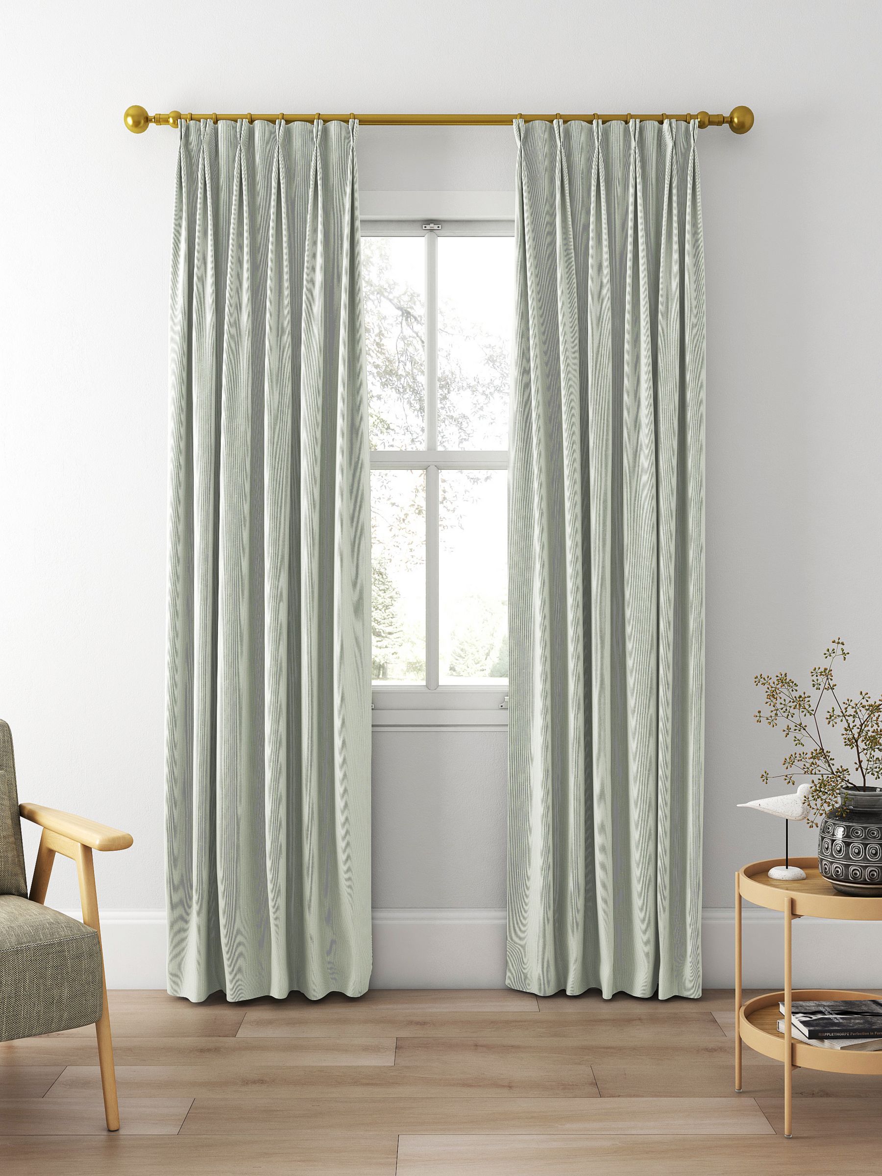 Clarke & Clarke Breton Made to Measure Curtains or Roman Blind, Sage