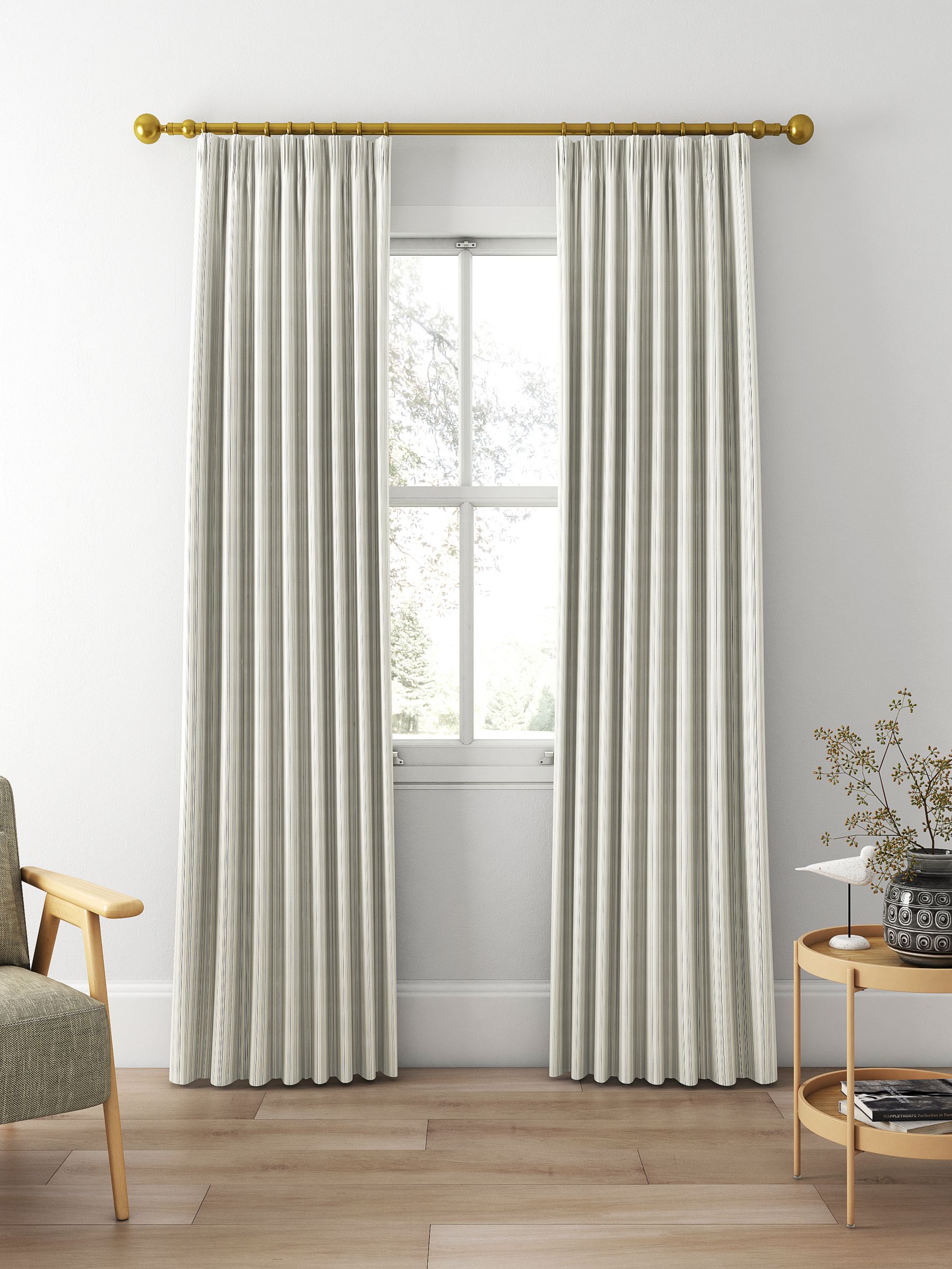 Clarke & Clarke Maryland Made to Measure Curtains, Charcoal/Natural