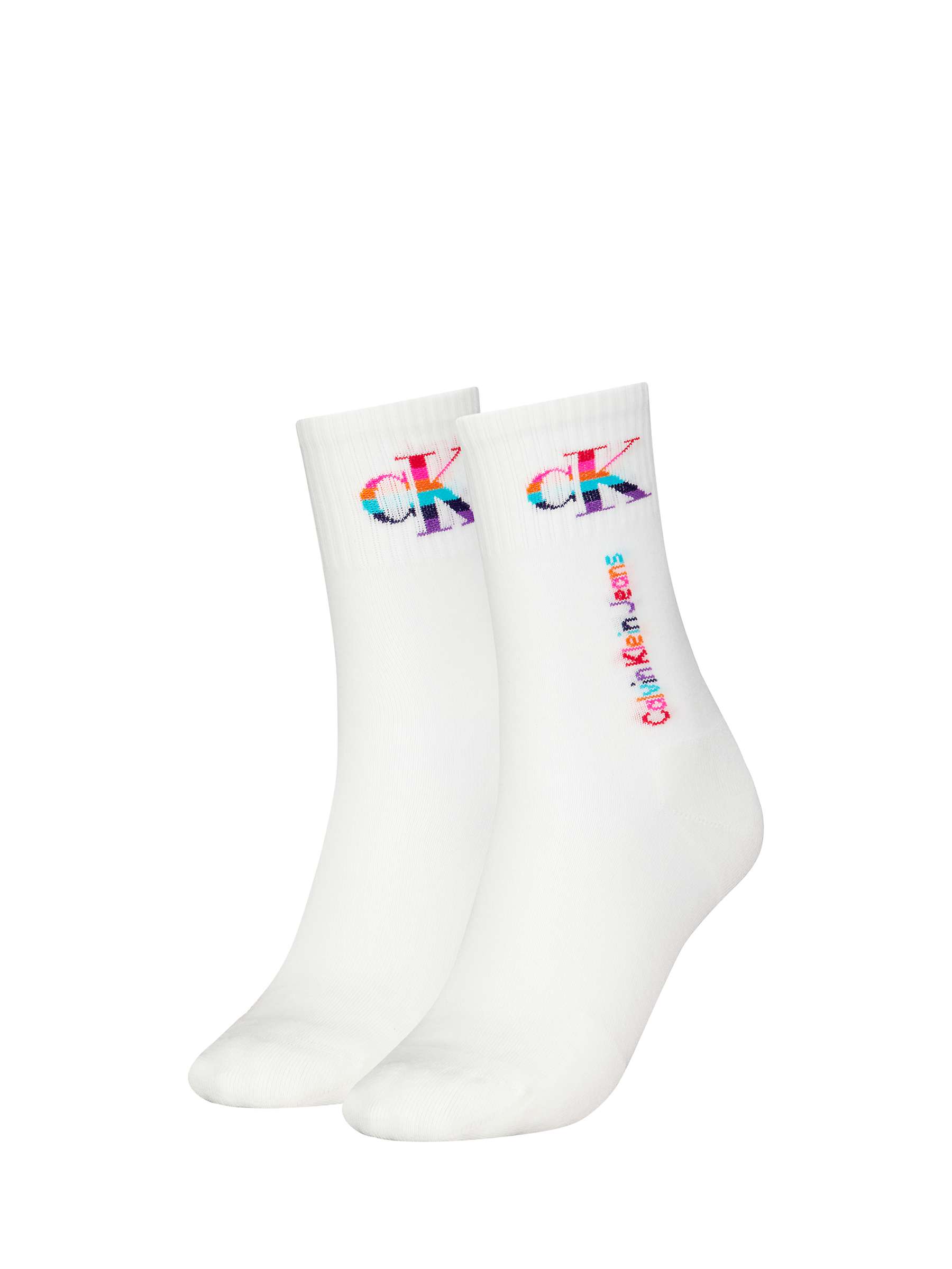 Buy Calvin Klein Pride Logo Socks, Pack of 2, White/Multi Online at johnlewis.com