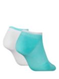 Calvin Klein Logo Trainer Socks, Pack of 2, Light Turquoise/White