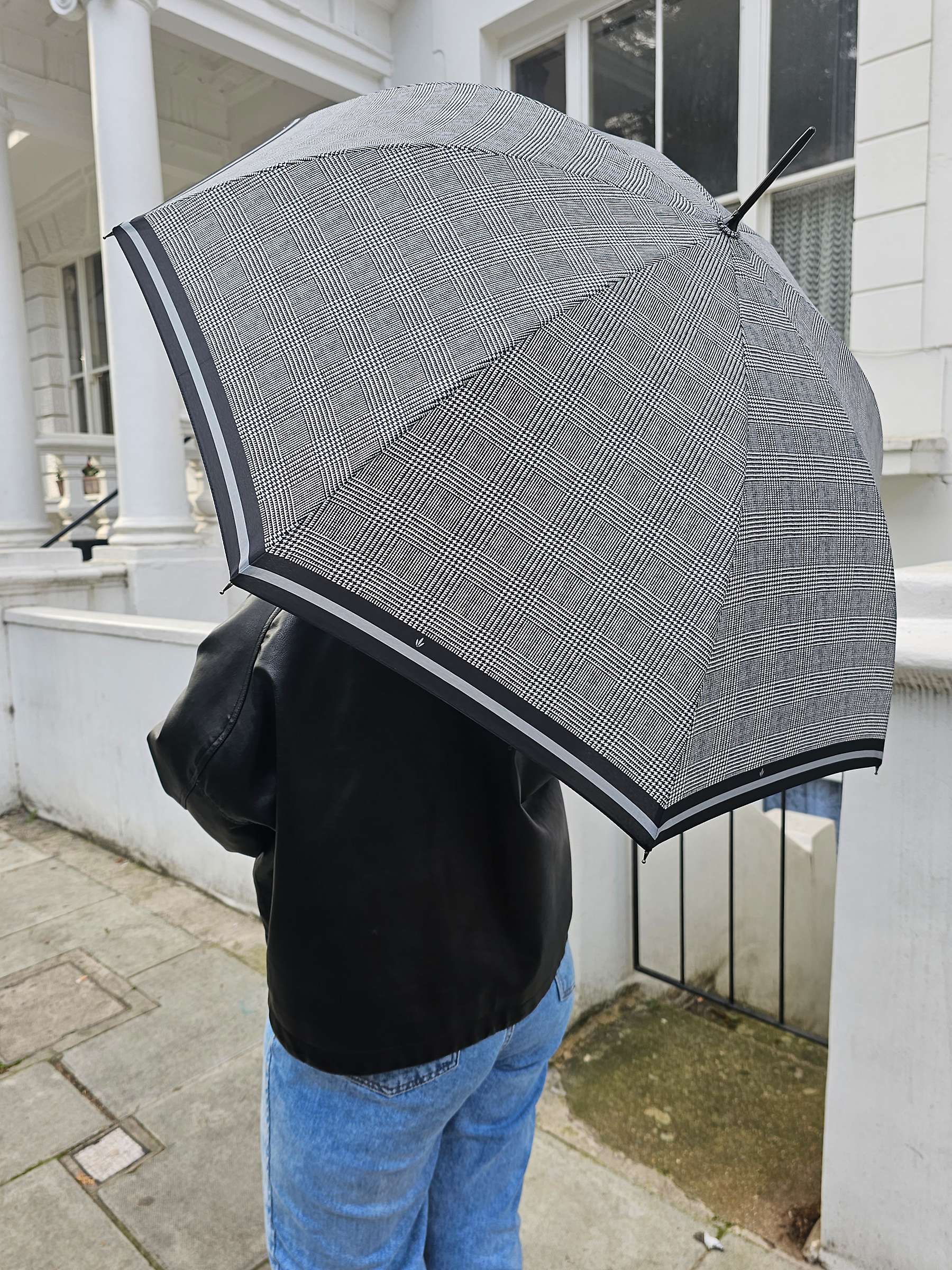 Buy Fulton Riva Stripe Walking Umbrella, Grey Online at johnlewis.com