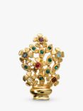 Eclectica Vintage 18ct Gold Plated Swarovski Crystal Flowers Brooch, Dated Circa 1980's, Multi