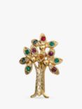 Eclectica Vintage 18ct Gold Plated Swarovski Crystal Tree Brooch, Dated Circa 1980s, Multi