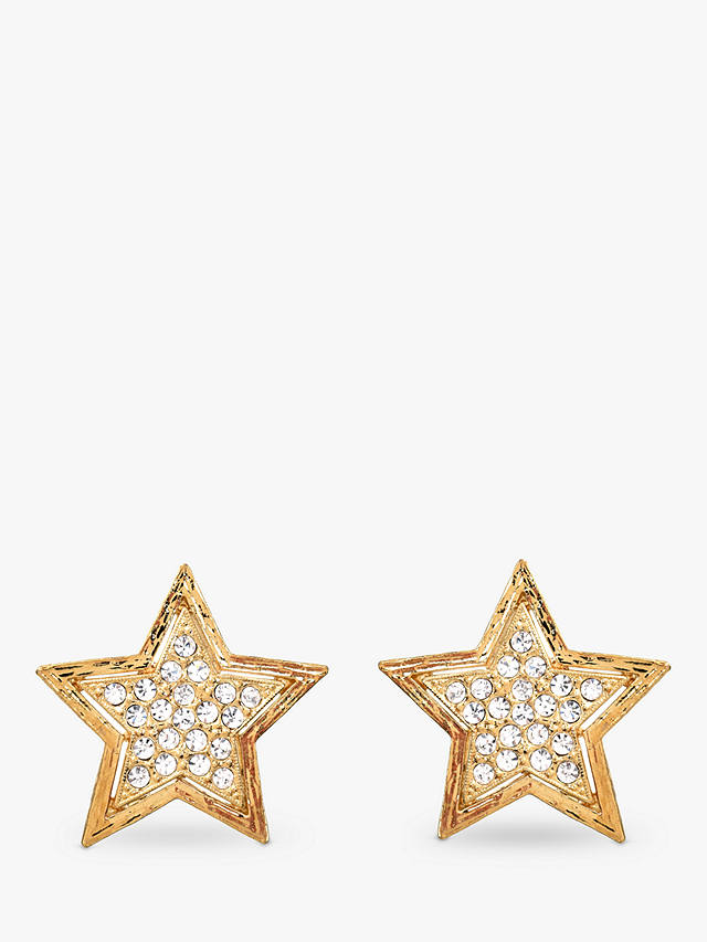 Eclectica Vintage Star Emblem Clip On Earrings, Dated Circa 1980s, Gold
