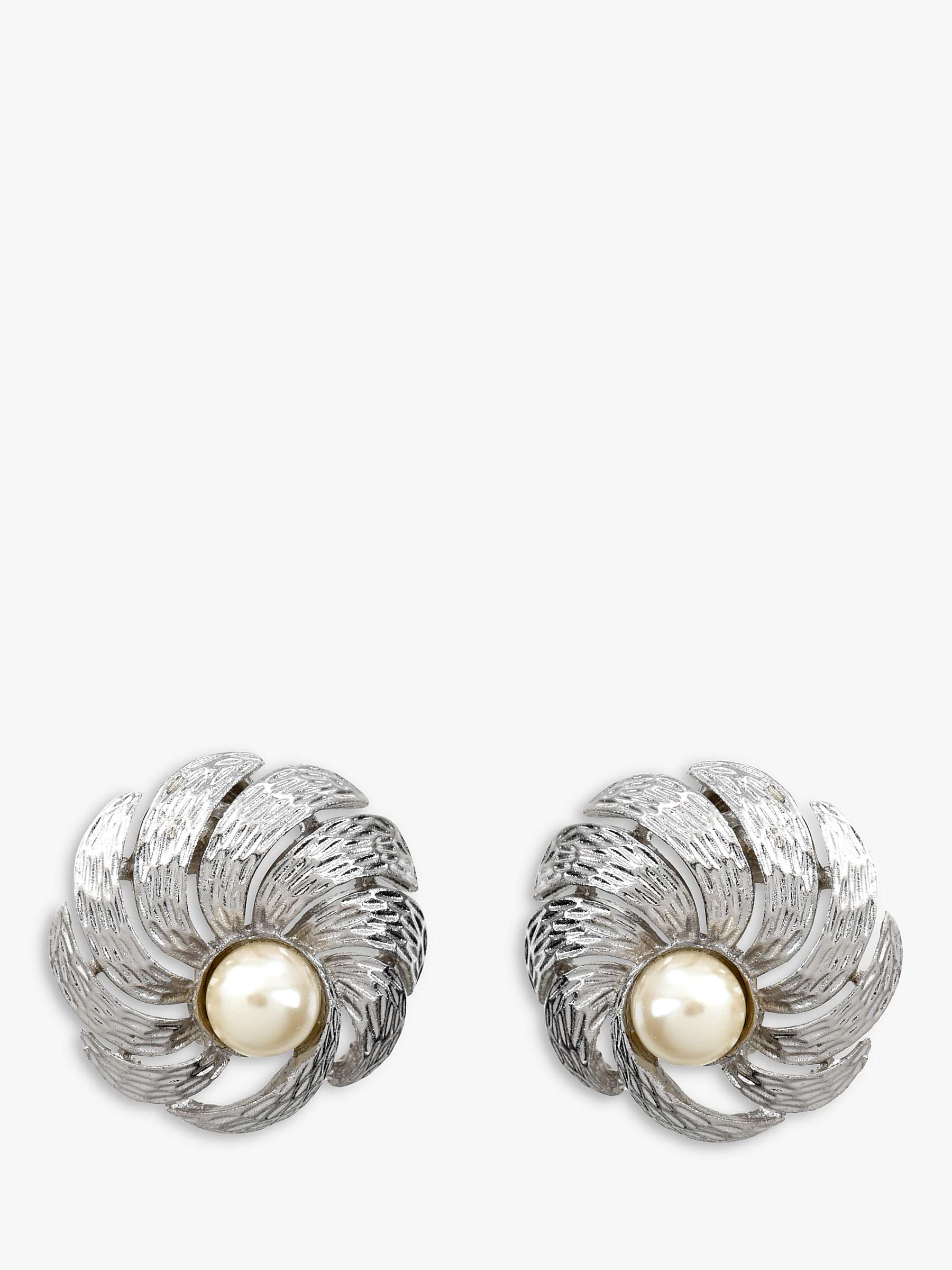 Buy Eclectica Vintage Faux Pearl Textured Swirl Clip On Earrings, Silver Online at johnlewis.com