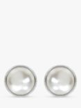 Eclectica Vintage Cabouchon Faux Pearl Clip-On Earrings, Silver