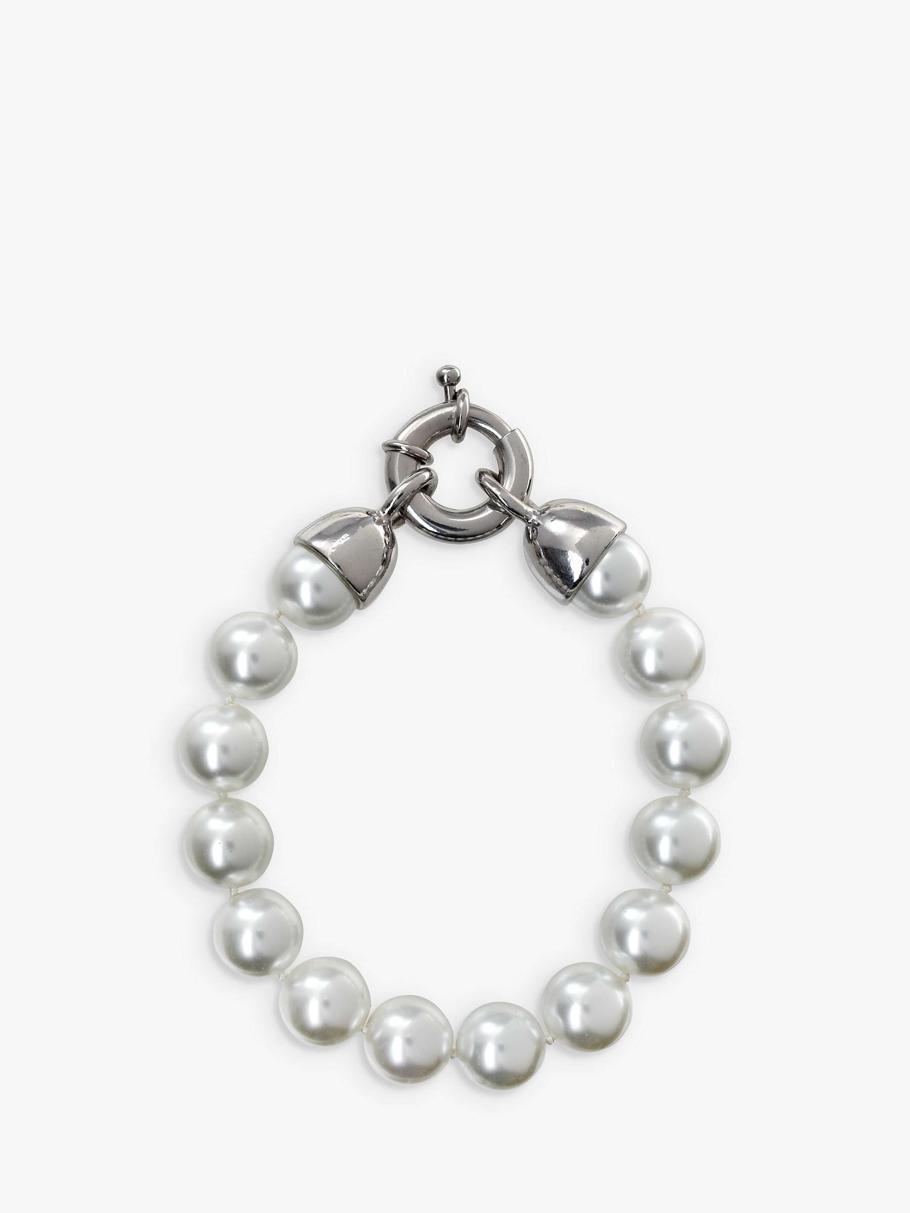 Buy Eclectica Vintage Faux Pearl Bolt Ring Bracelet, White Online at johnlewis.com