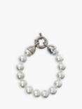 Eclectica Vintage Faux Pearl Bolt Ring Bracelet, White
