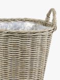 Ivyline Polyrattan Lined Basket Outdoor Planter, Natural, H49 x Dia.44cm
