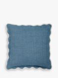 John Lewis Scalloped Linen Cushion, Lake
