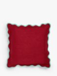 John Lewis Scalloped Linen Cushion, Red