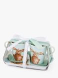 Wrendale Designs Hare Melamine Tray & Porcelain Mugs Gift Set, Green