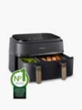 Philips 3000 Series NA352/00 Rapid Air Technology Dual Basket Air Fryer, 9L, Charcoal Grey/Copper