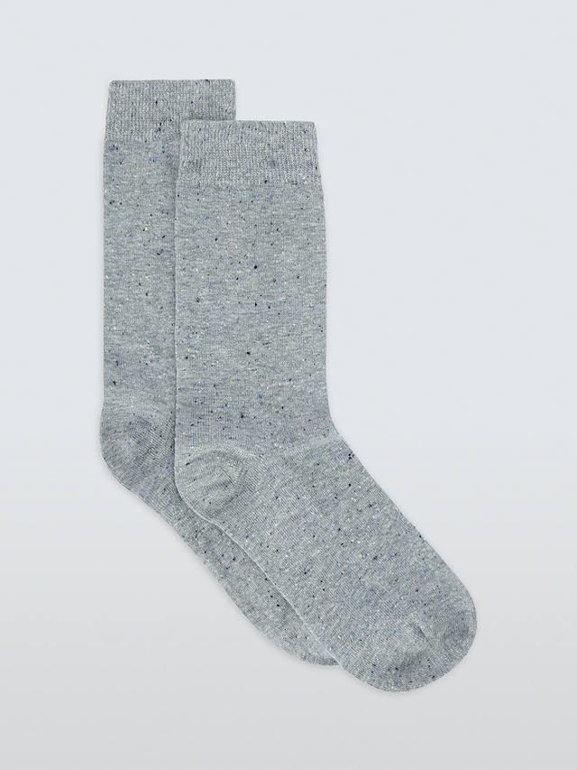 John Lewis Cotton Silk Blend Ankle Socks, Light Grey