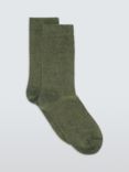 John Lewis Cotton Silk Blend Ankle Socks, Khaki