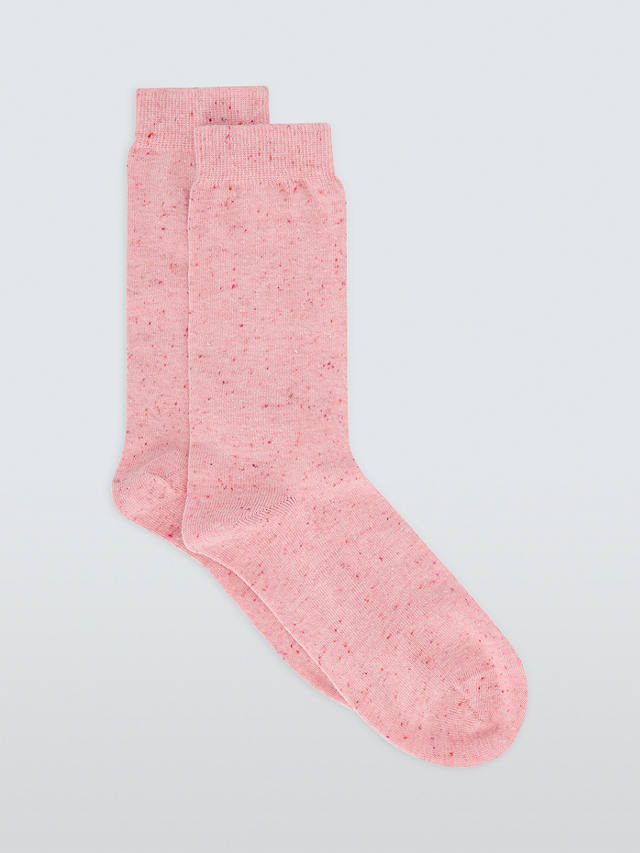 John Lewis Cotton Silk Blend Ankle Socks, Rose