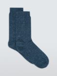 John Lewis Cotton Silk Blend Ankle Socks, Denim