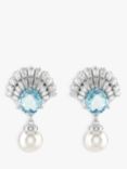 Swarovski Idyllia Shell Crystal Pearl Drop Earrings, Silver/Aqua