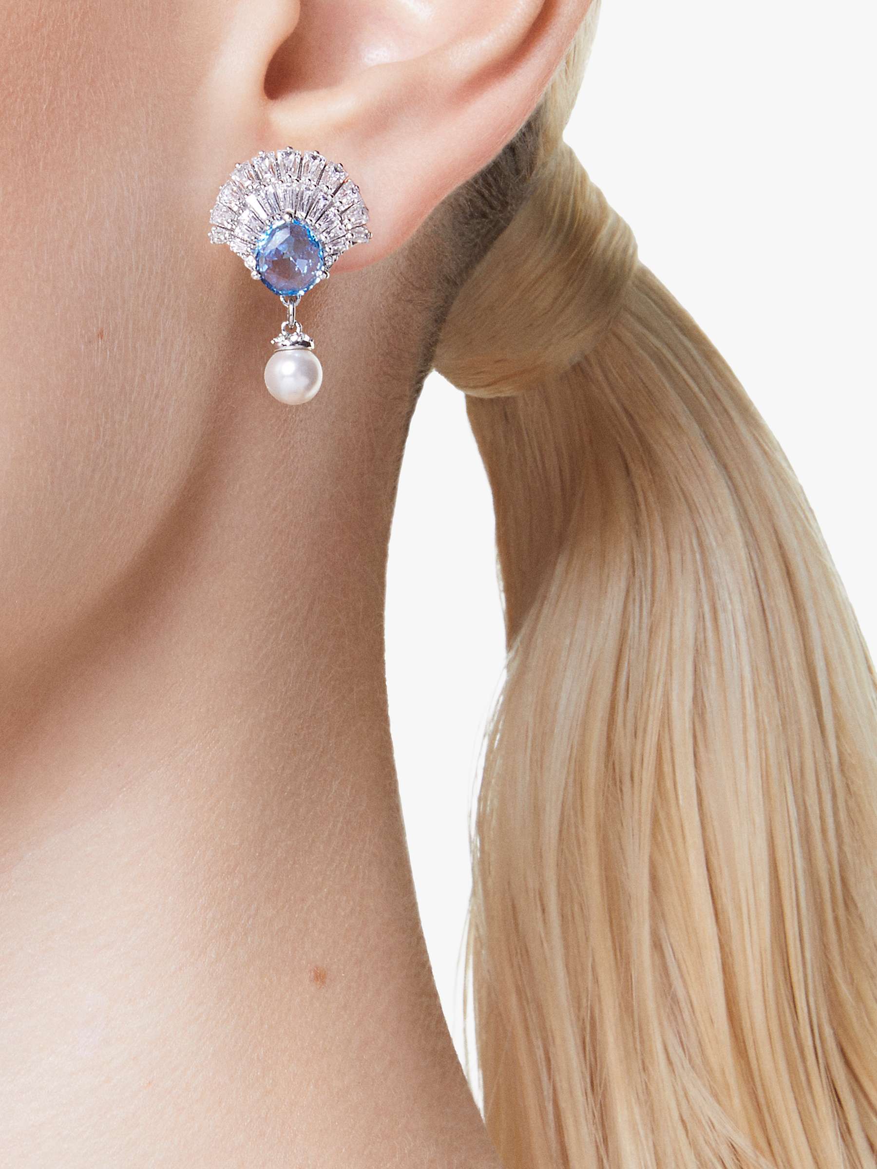 Buy Swarovski Idyllia Shell Crystal Pearl Drop Earrings, Silver/Aqua Online at johnlewis.com