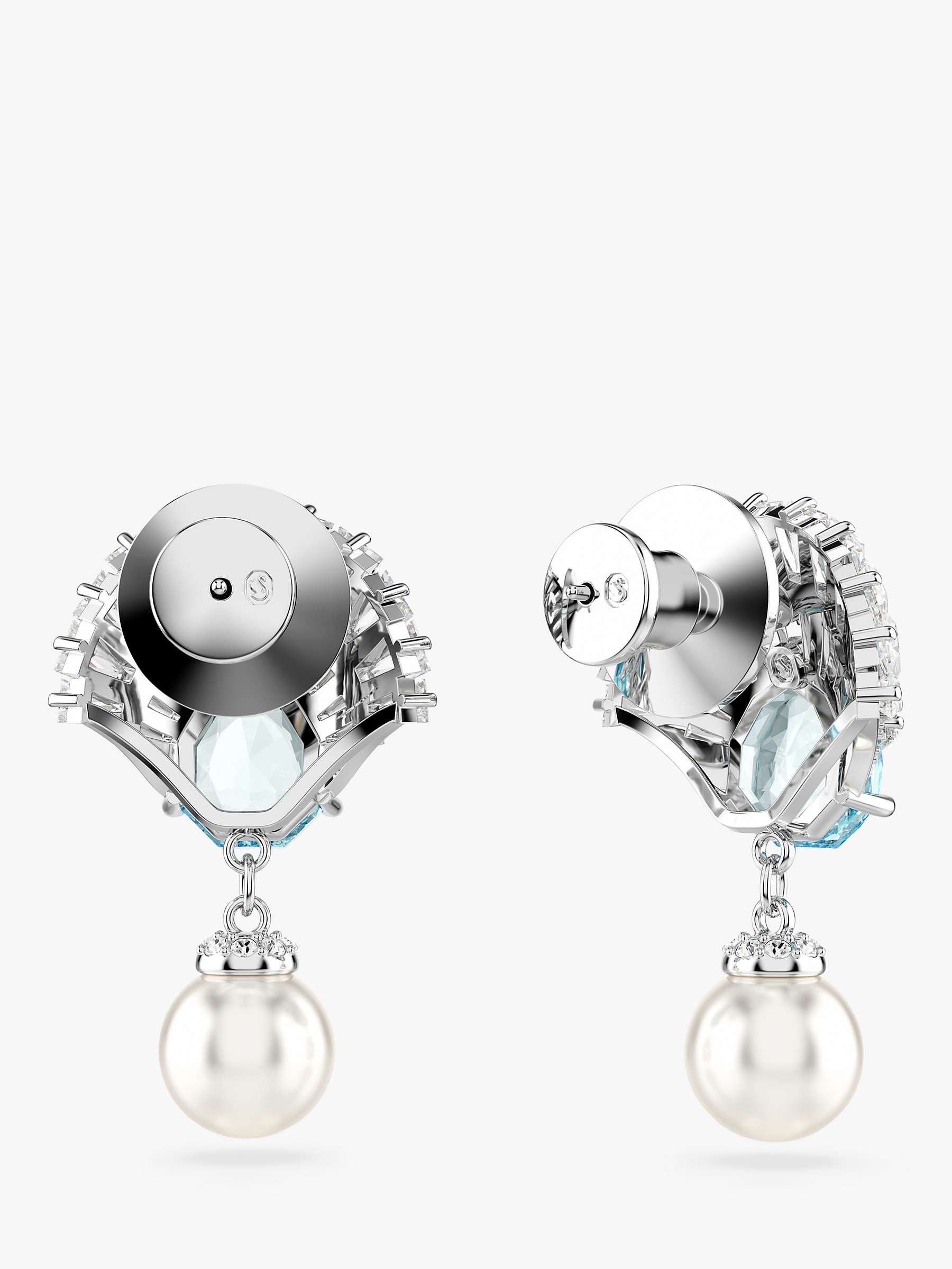 Buy Swarovski Idyllia Shell Crystal Pearl Drop Earrings, Silver/Aqua Online at johnlewis.com
