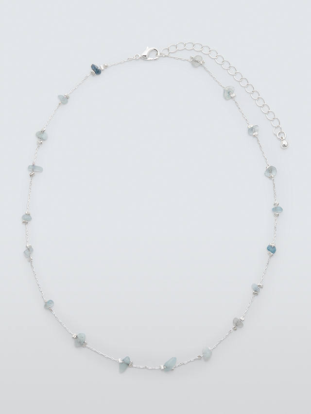 John Lewis Semi Precious Stone Chip Spacer Necklace, Silver/Blue