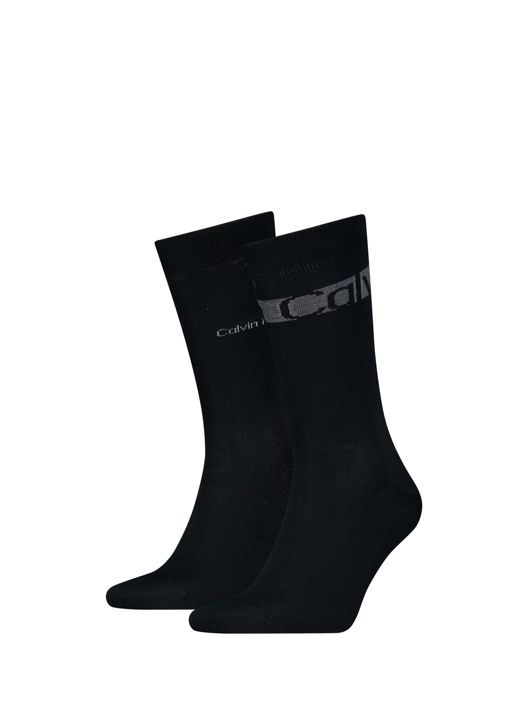 Buy Calvin Klein Logo Crew Socks, Pack of 2, Black Online at johnlewis.com