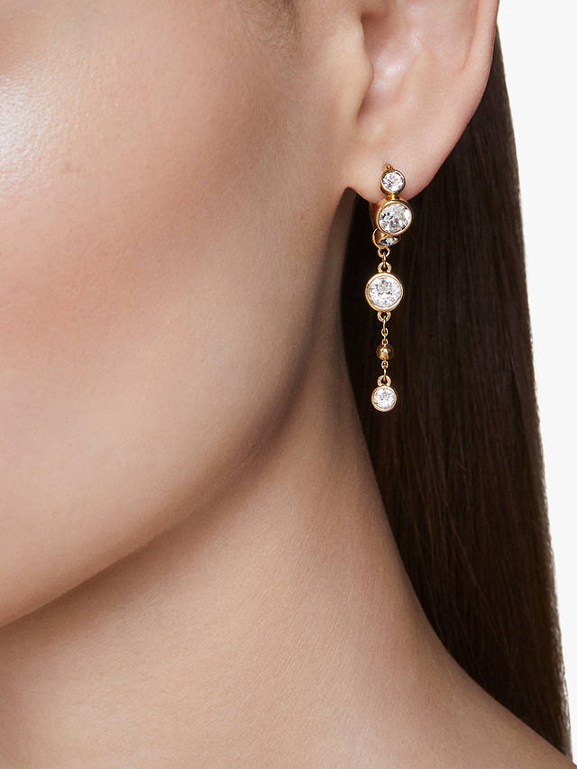 Swarovski Crystal Hoop and Chain Earrings, Gold