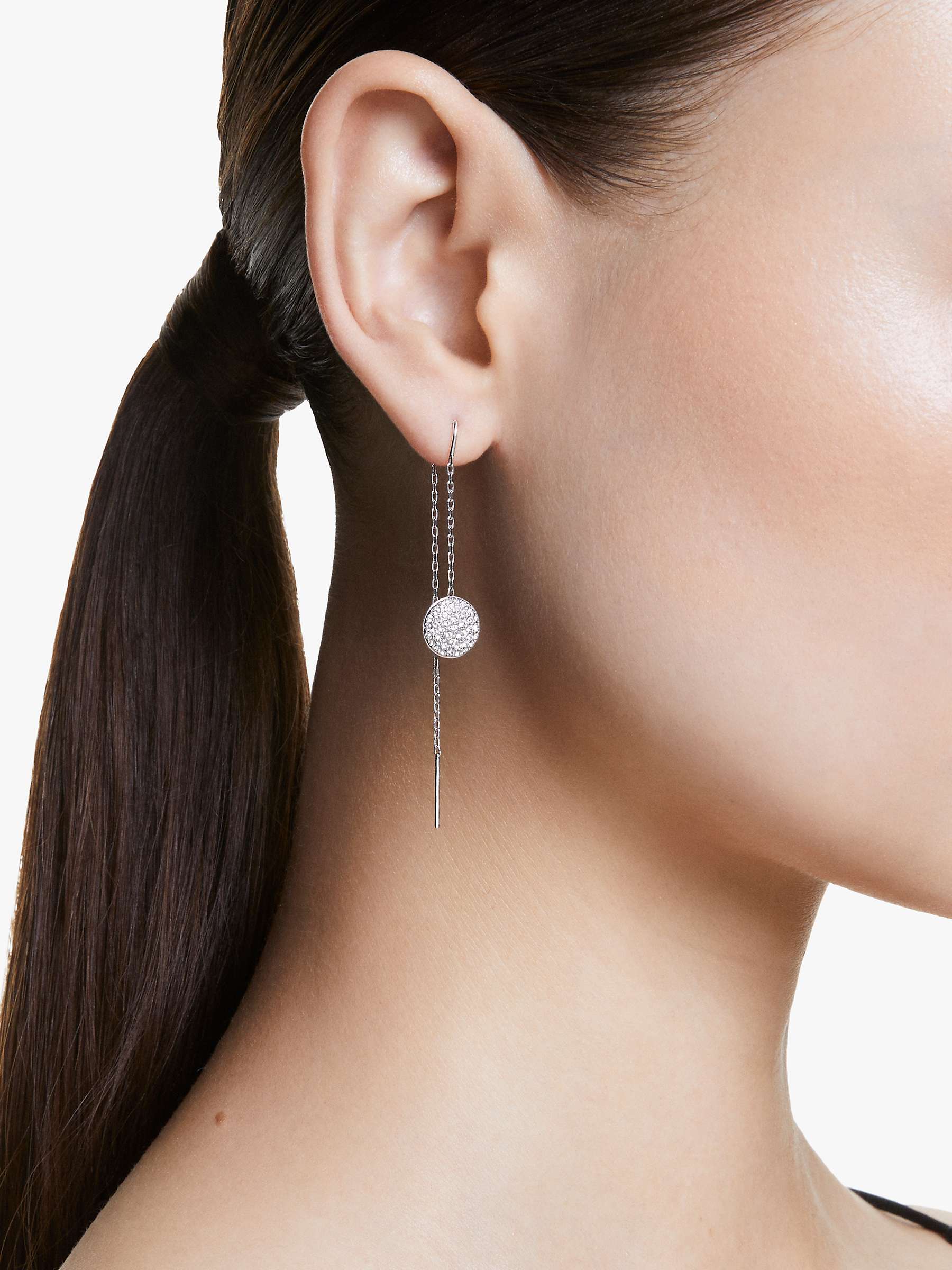 Buy Swarovski Meteora Crystal Drop Threader Earrings, Silver Online at johnlewis.com