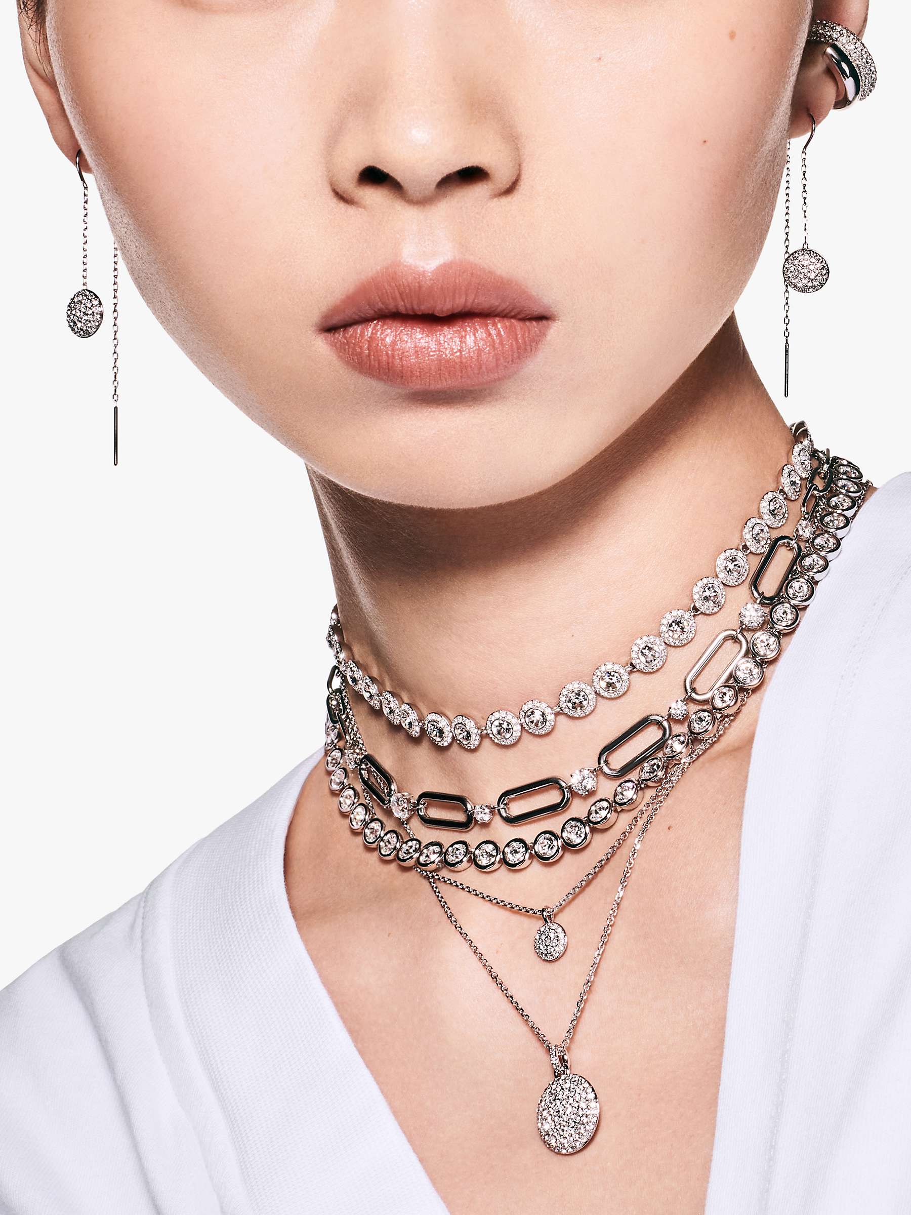 Buy Swarovski Meteora Crystal Drop Threader Earrings, Silver Online at johnlewis.com