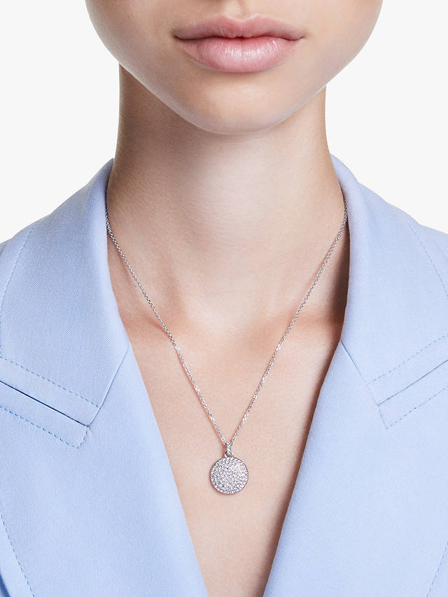 Swarovski Meteora Double Chain Pave Crystal Pendant Necklace, Silver