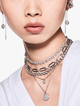 Swarovski Meteora Double Chain Pave Crystal Pendant Necklace, Silver