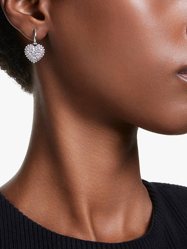 Swarovski Hyperbola Crystal Heart Drop Earrings, Silver
