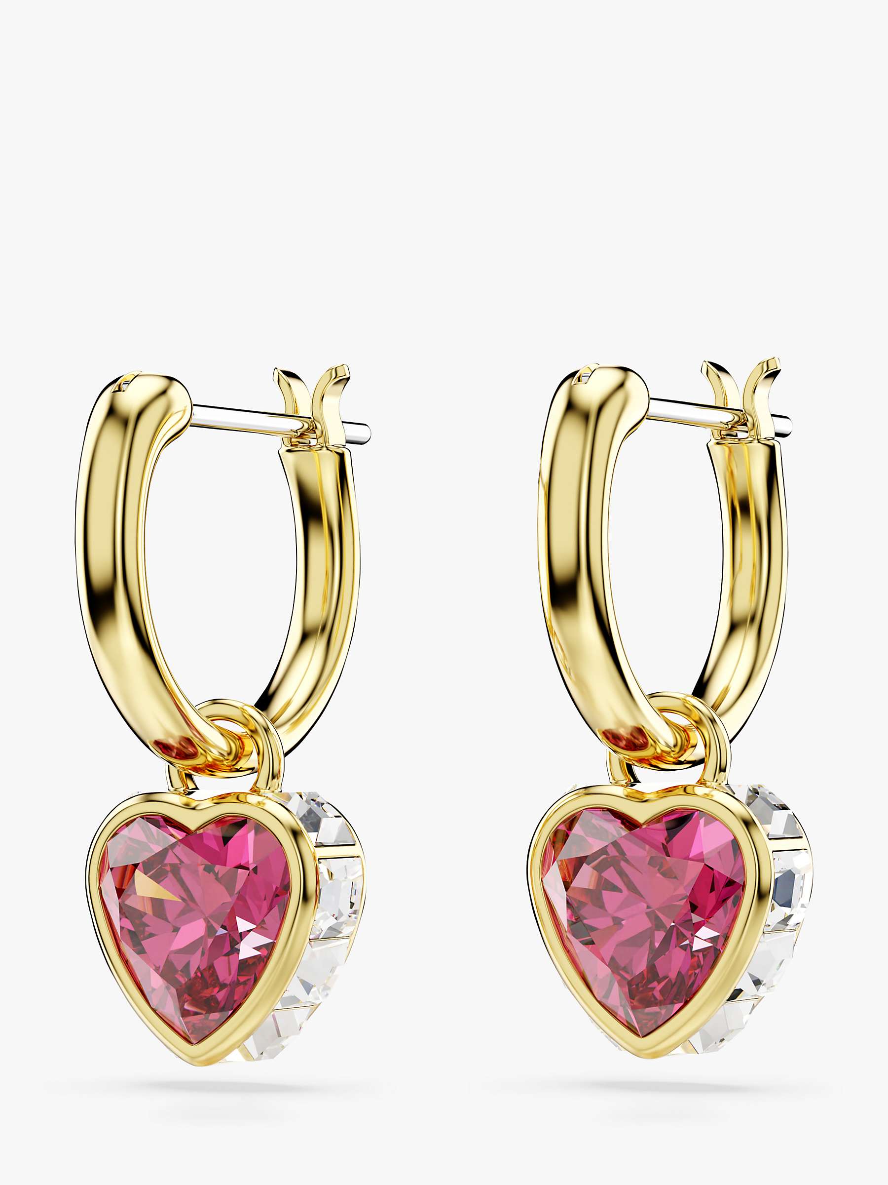 Buy Swarovski Chroma Crystal Heart Drop Earrings, Gold/Red Online at johnlewis.com