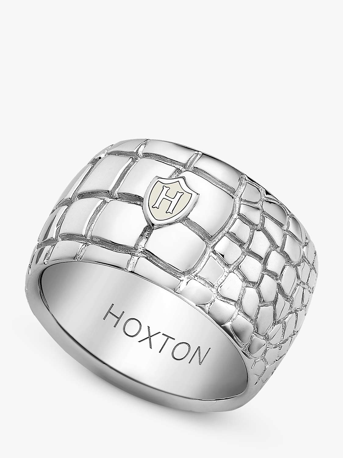 Buy Hoxton London Men's Wild Crocodile Patterned Ring, Silver Online at johnlewis.com