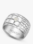 Hoxton London Men's Wild Crocodile Patterned Ring, Silver