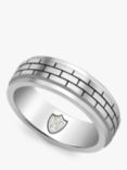 Hoxton London Men's Brick Textured Spinning Ring, Silver